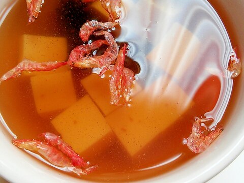 【中華ごま】豆腐とわかめと干し小エビの中華スープ